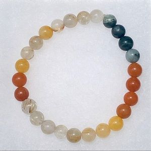 Multi stone bead stretch bracelet quartz and agate